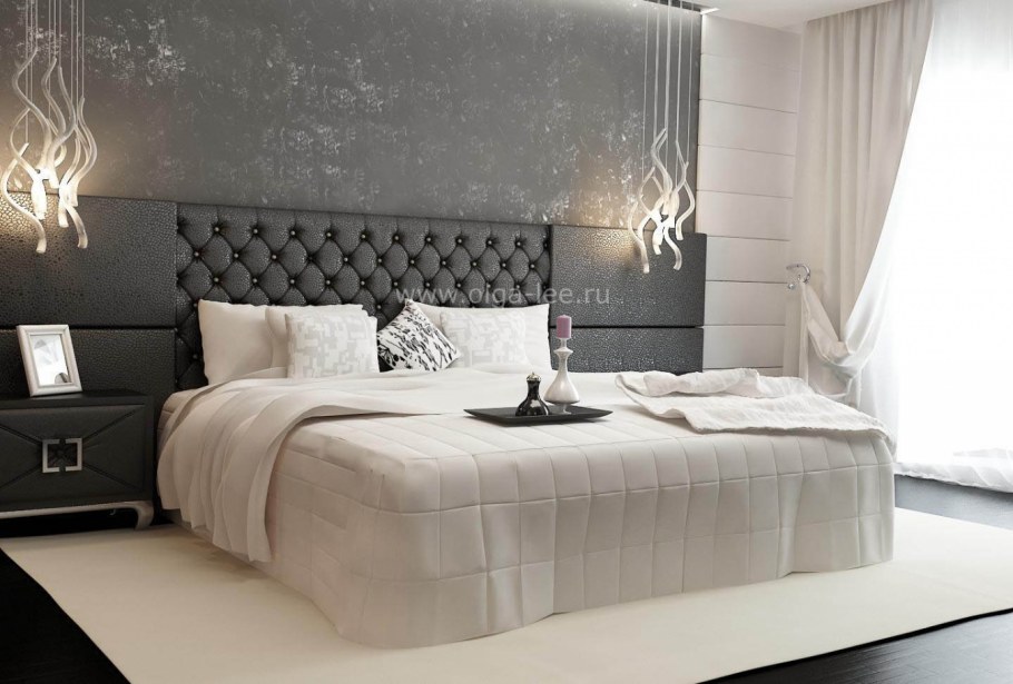 Спальня в стиле арт деко с белой мебелью