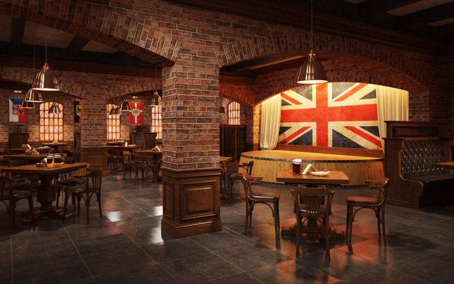 Интерьер паба в староанглийском стиле