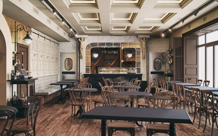 Интерьер ресторана в британском стиле