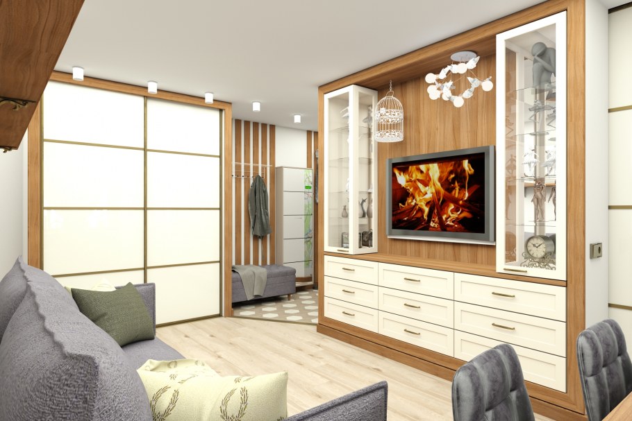 Встроенная мебель для гостиной в хрущевке