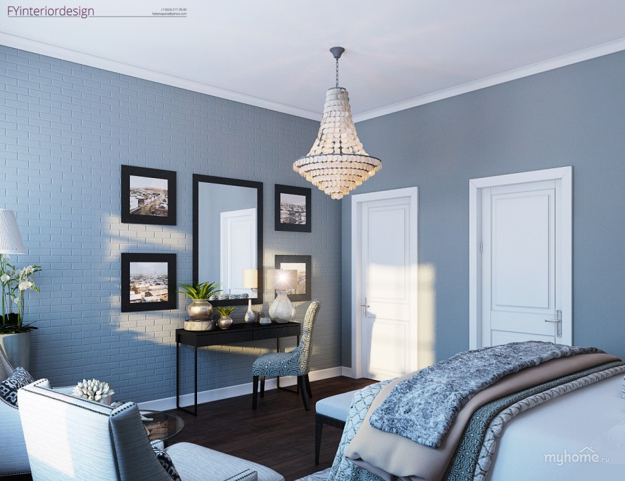 Серо-голубые стены наружные