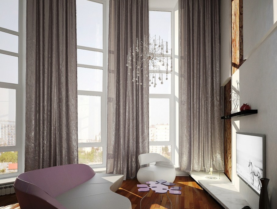 Шторы на высокие окна