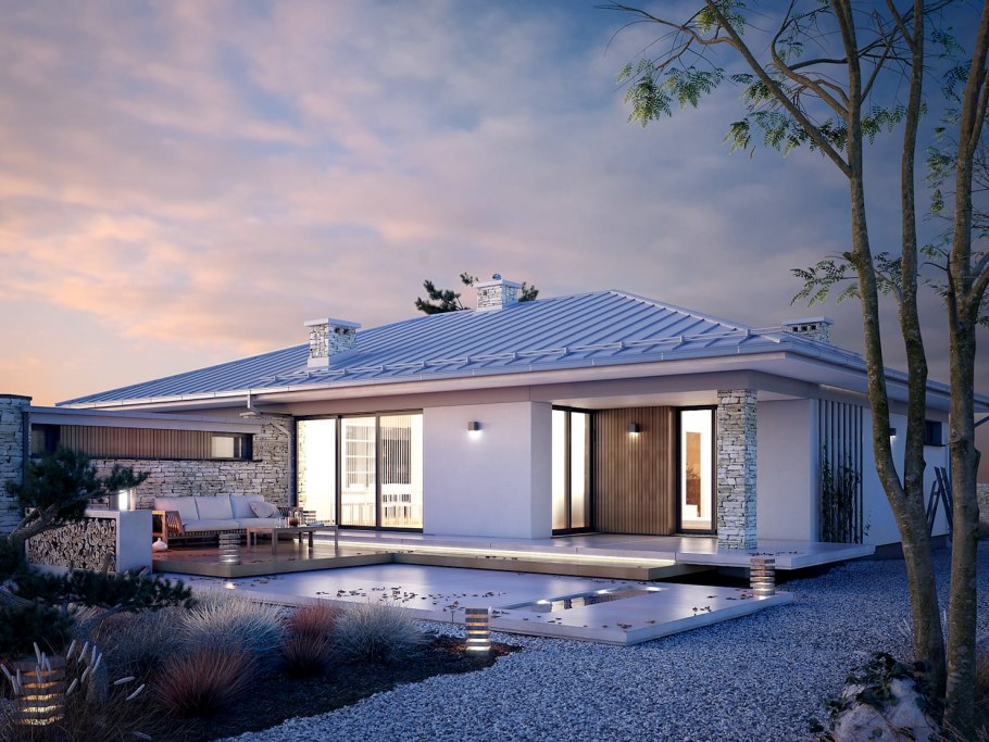 Проект бунгало одноэтажное Модерн