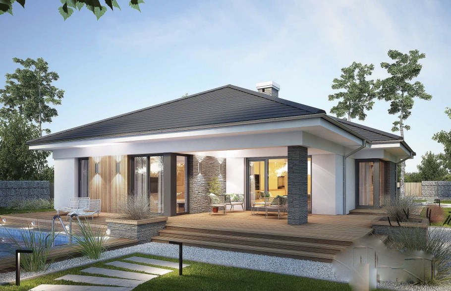 Одноэтажный загородный дом