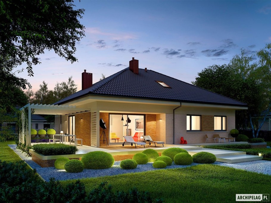 Одноэтажный загородный дом