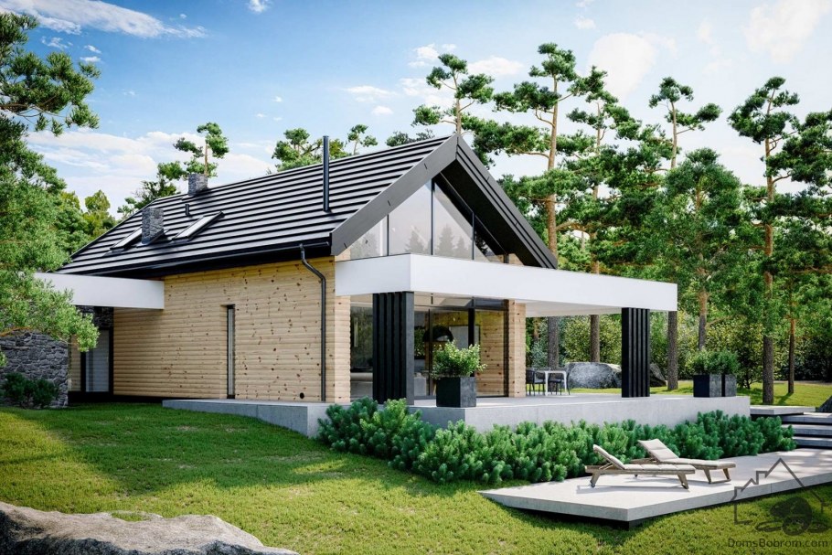 Одноэтажный дом бунгало с террасой