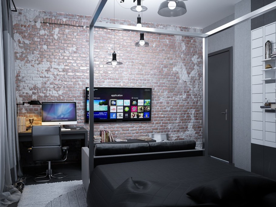 Комната в стиле лофт для подростка мальчика 12м2