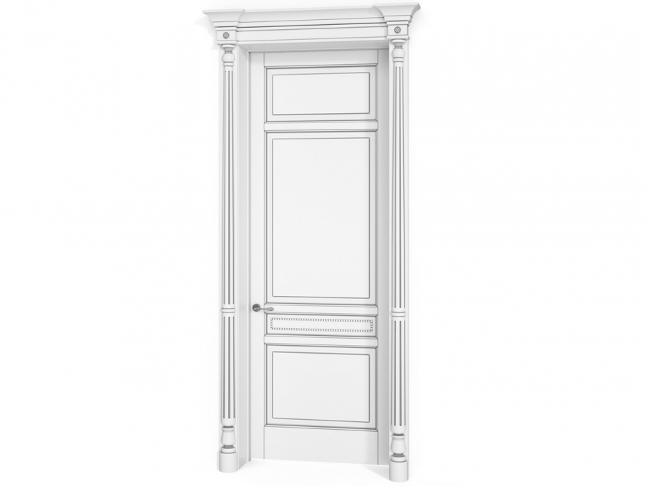 Дверь межкомнатная белый матовый патина серебро Лаура классика