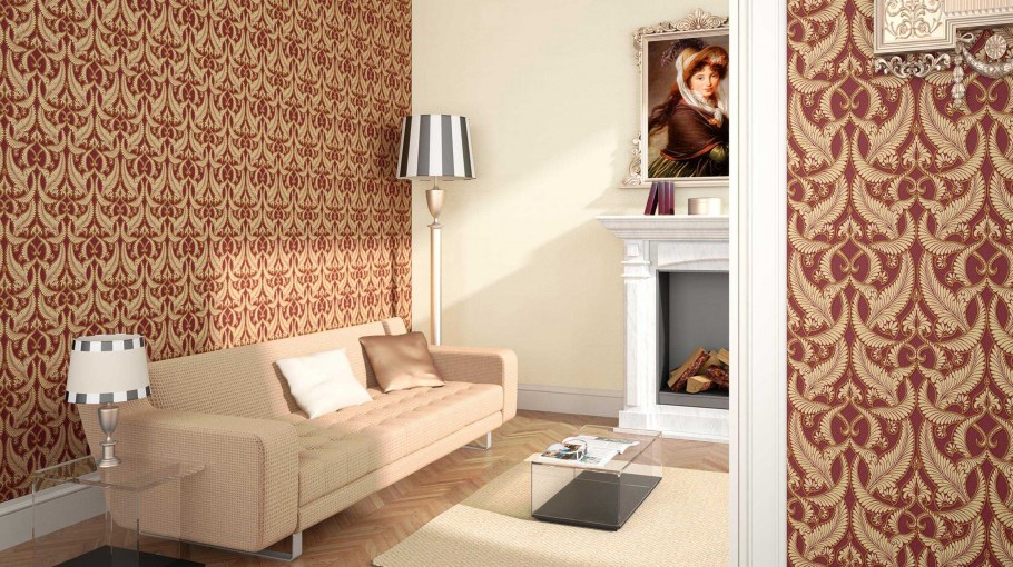 Обои Erismann в интерьере гостиной