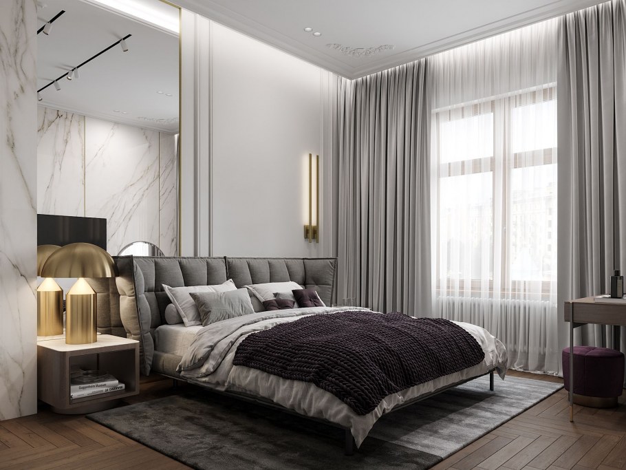 Темные стены светлые шторы