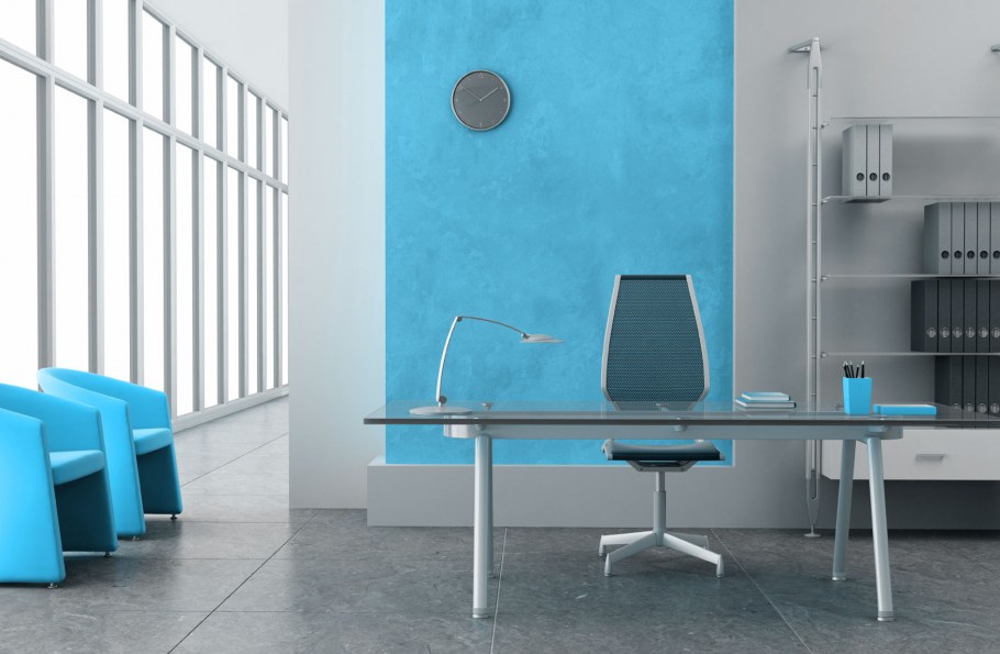 Офис в бирюзовом цвете