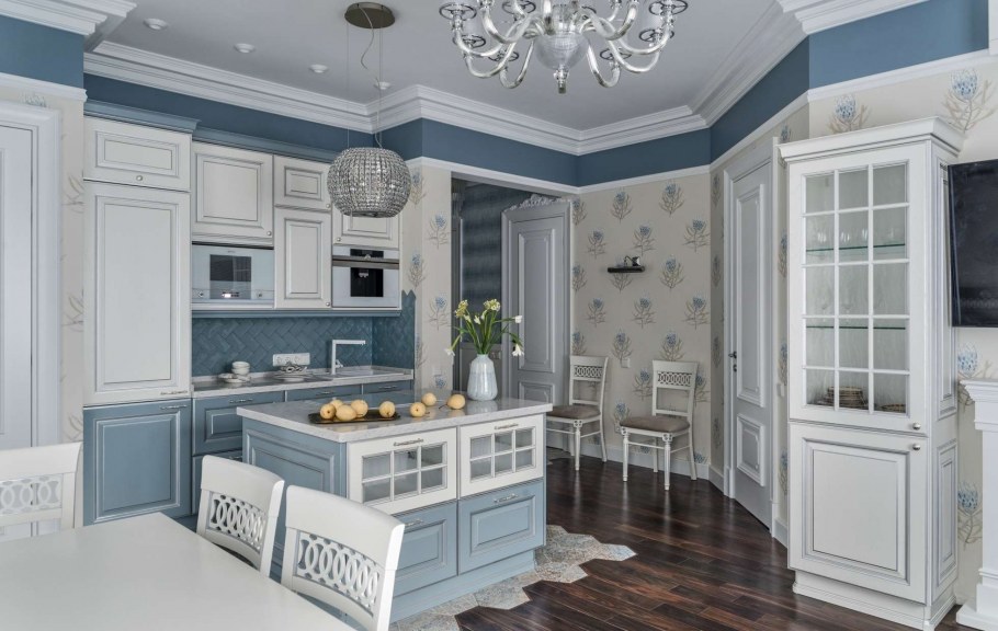 Кухни в голубых и белых тонах в хрущевке