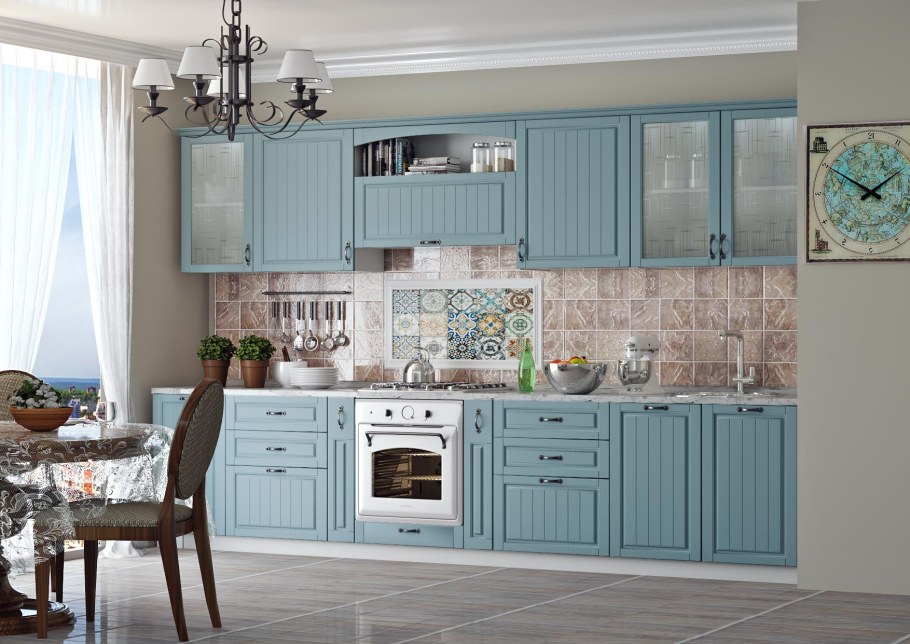 Серо синяя кухня Прованс
