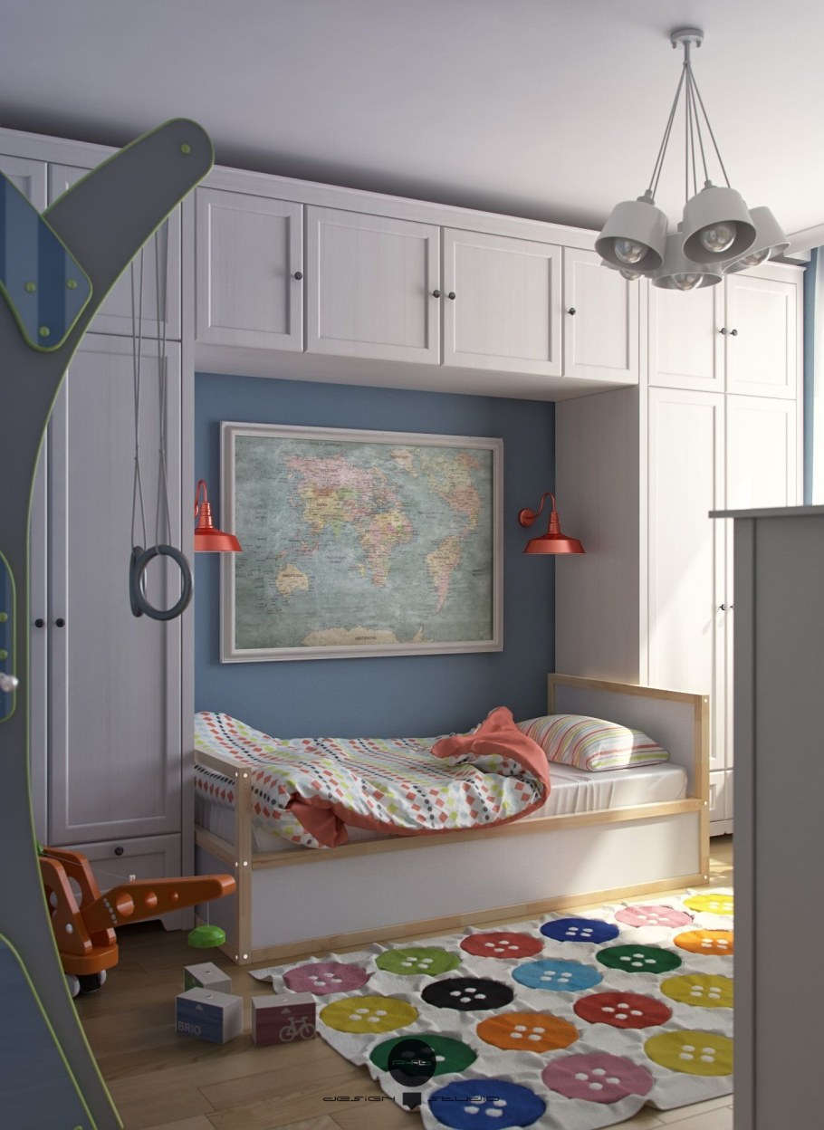 Детская комната для фотошопа для малыша мальчика