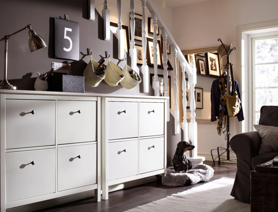 Обувница икеа с зеркалом в интерьере