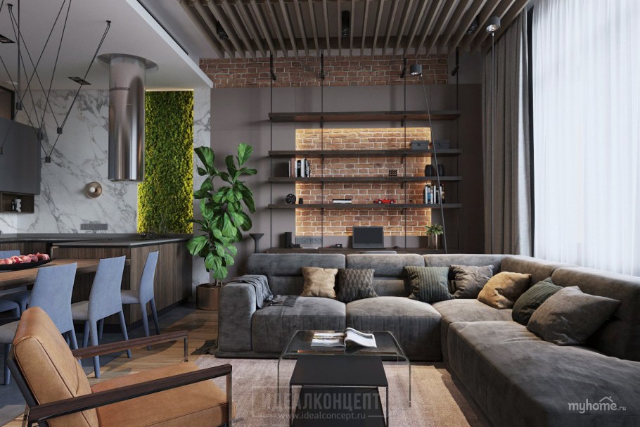 Студия в стиле эко лофт
