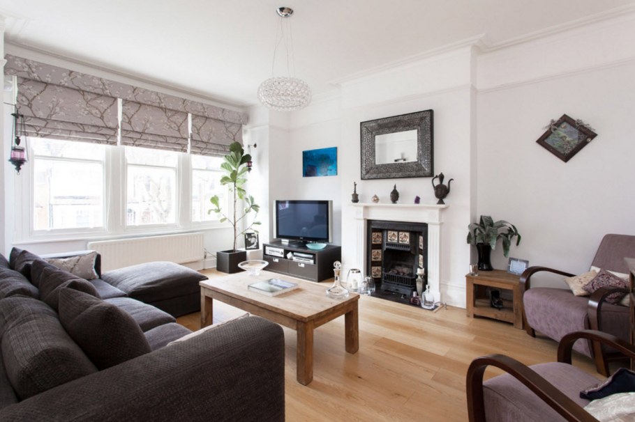 Римские шторы в гостиной в скандинавском стиле