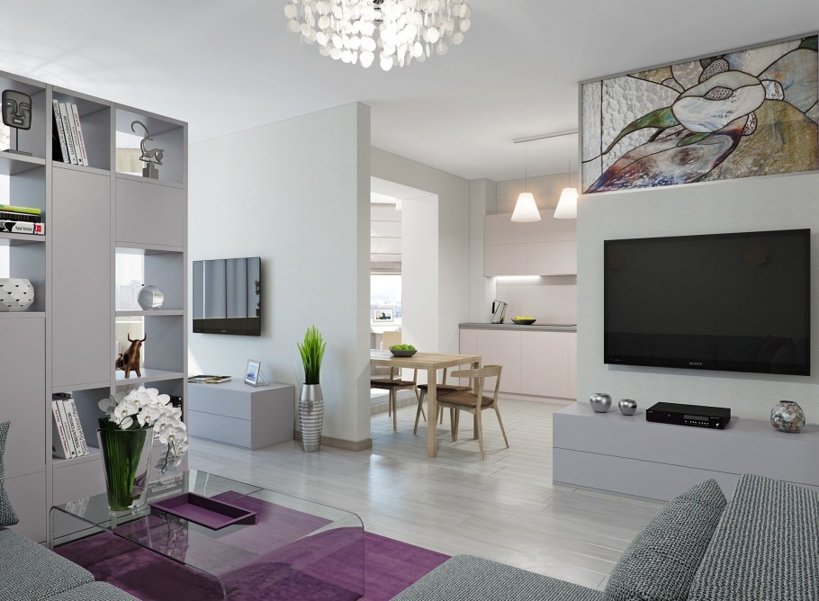 Квартира студия в стиле Контемпорари