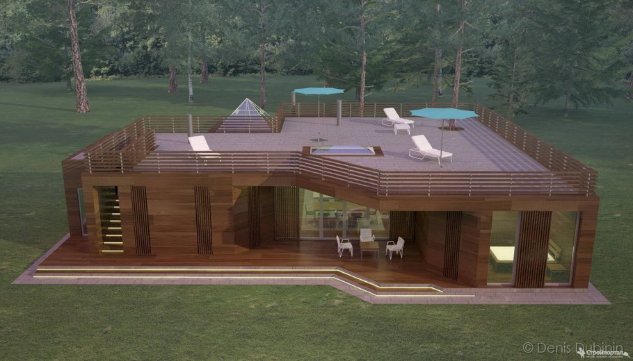 Баня с эксплуатируемой крышей