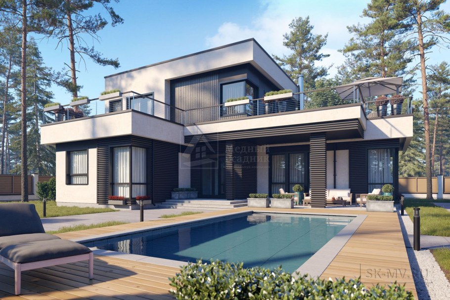 Дома коттеджи с плоской крышей