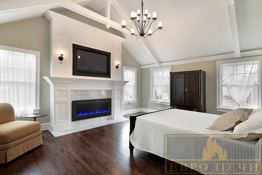 Электрокамин в спальне