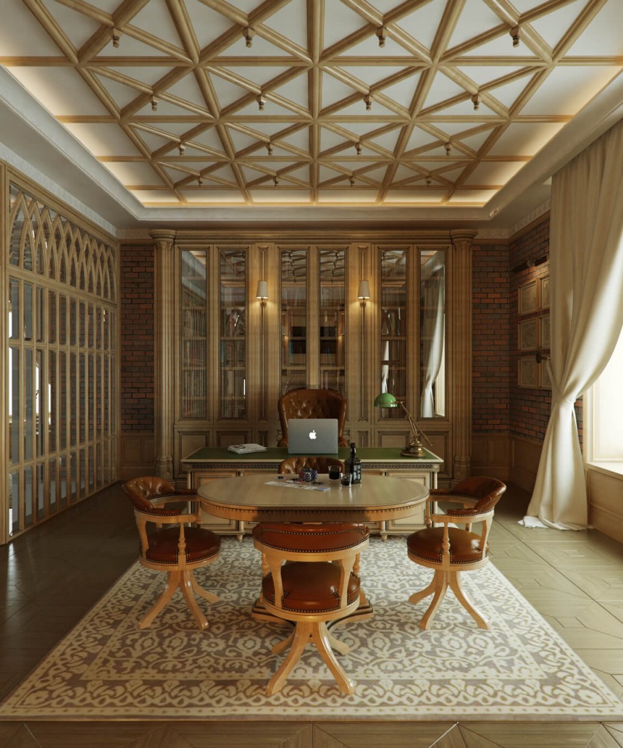 Кессонный потолок английский стиль