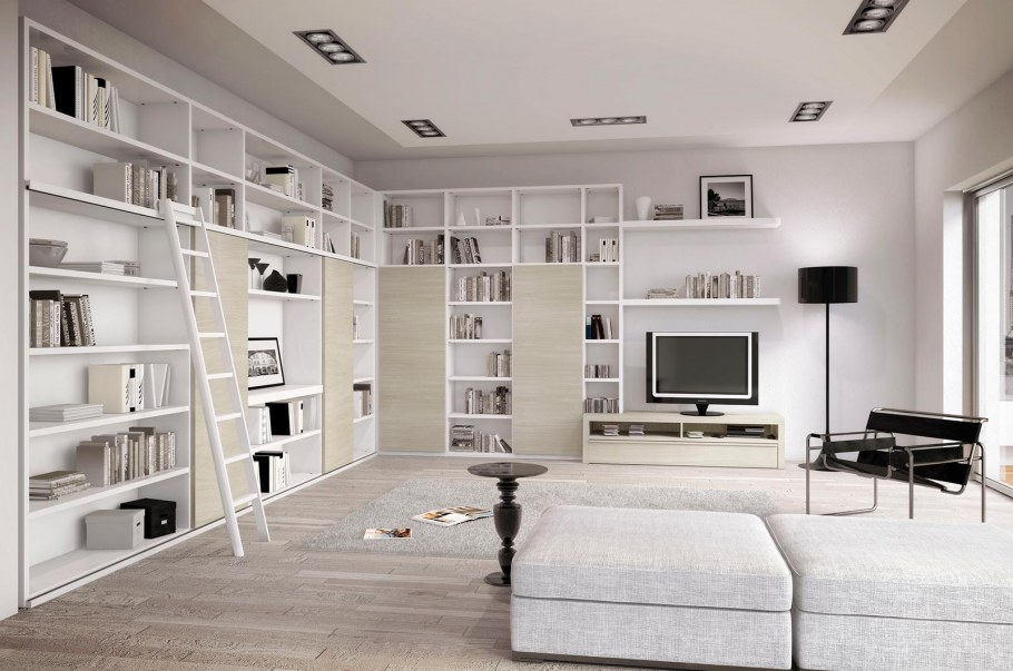 Белые полки в гостиную