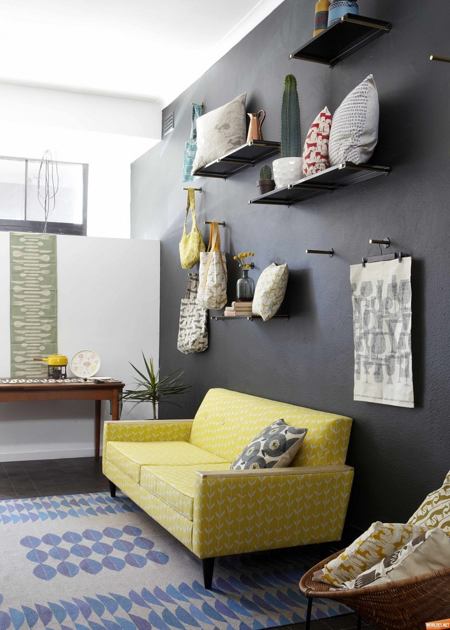 Желтый диван в интерьере