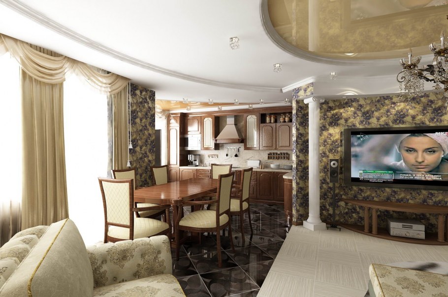 Кухня Объединенная с гостиной хрущевка