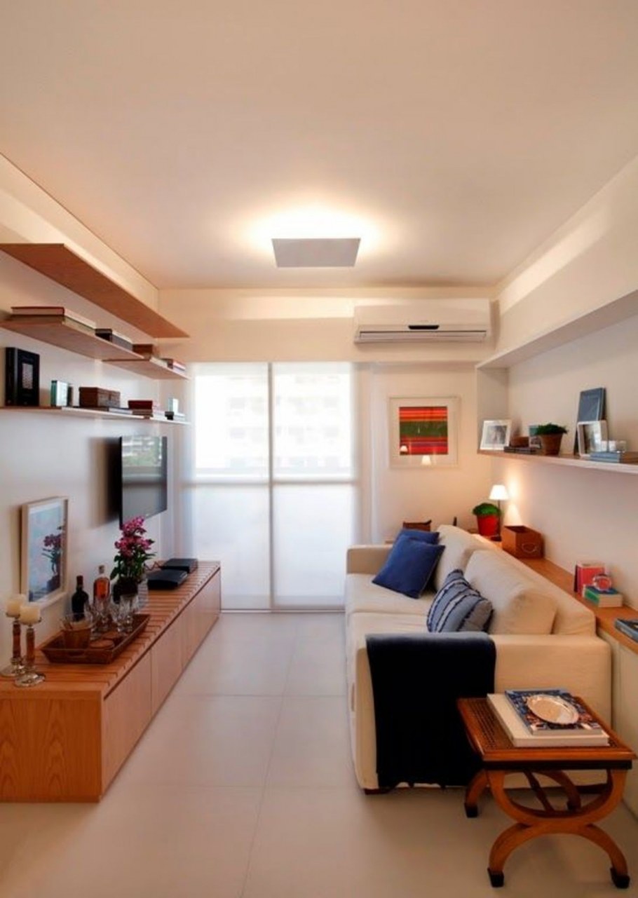 Планировка длинной гостиной