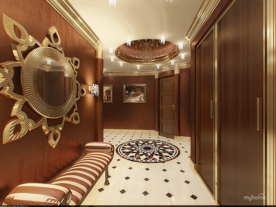 Тематика путешествия в интерьере холла