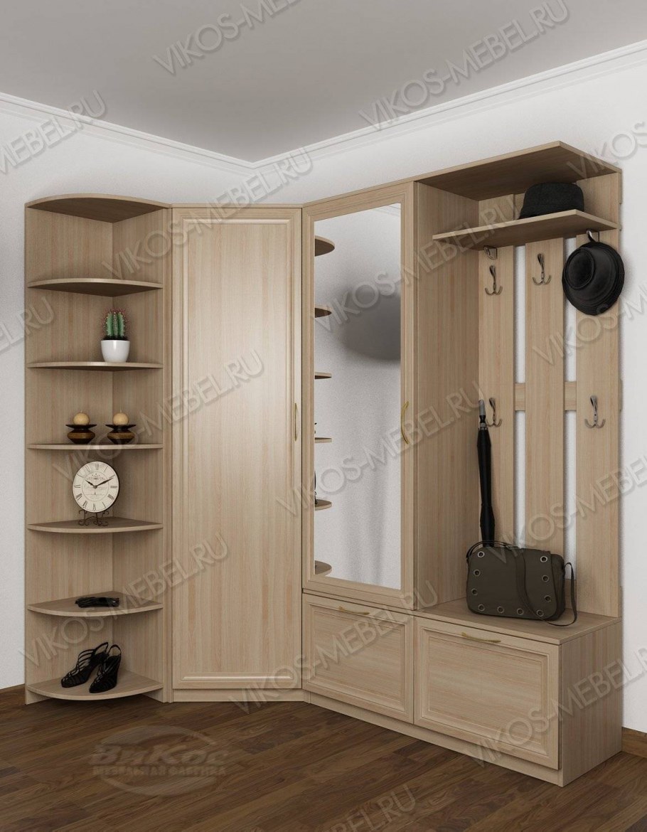 Прихожая с угловым шкафом и обувницей