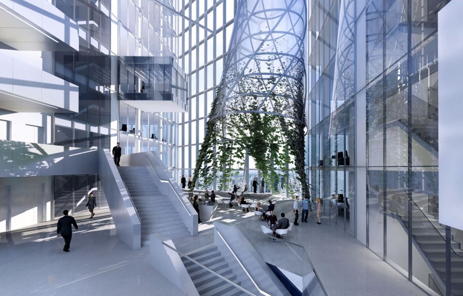 Здание европейского банка EZB во Франкфурте. Атриум.