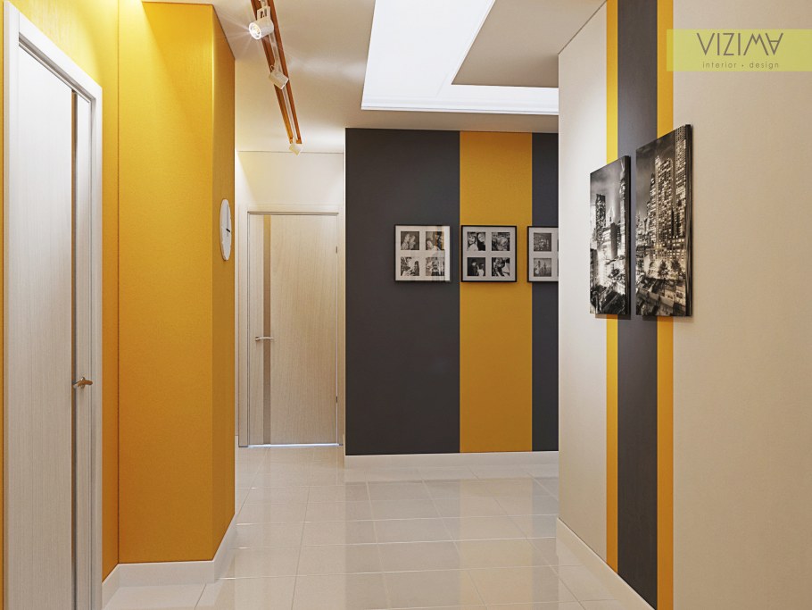 Серо желтая прихожая