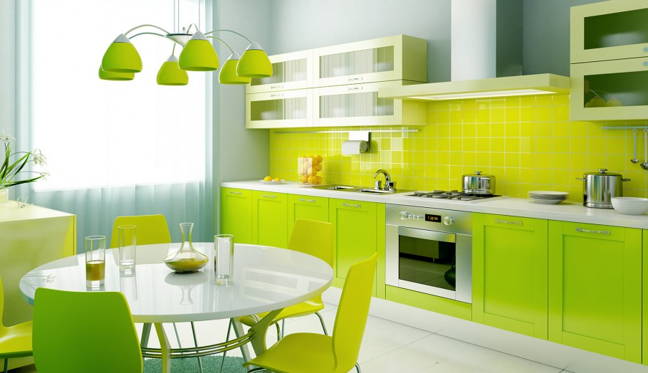 Желто зеленая кухня