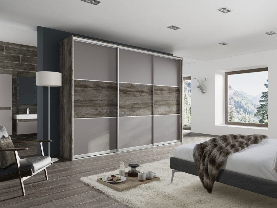 Шкаф купе серебро браш