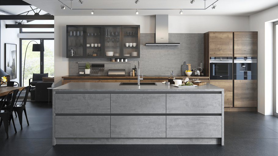 Кухня фасады серый камень