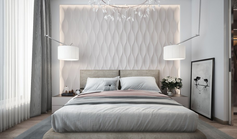 Стена за кроватью в спальне