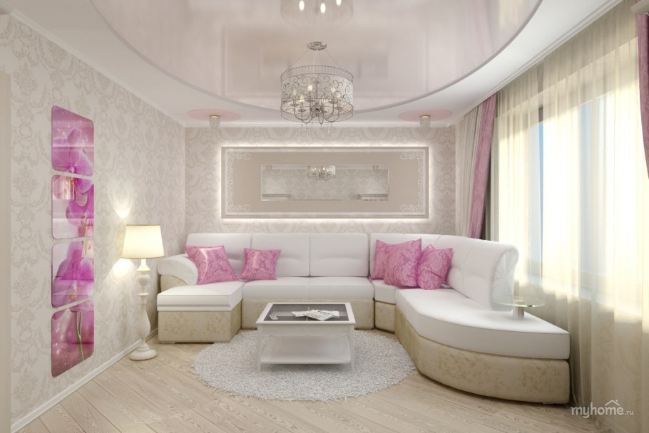 Красивые зал в пастельных тонах