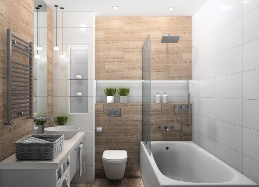 Совмещённый санузел с ванной в стиле лофт