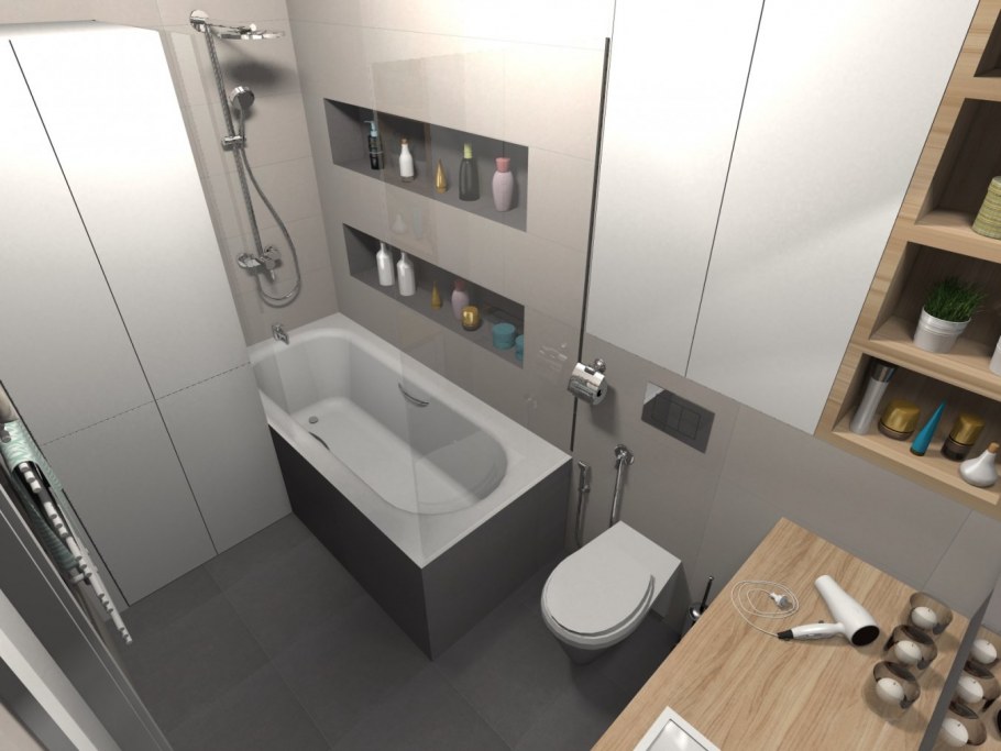 Ванная лофт бежевая