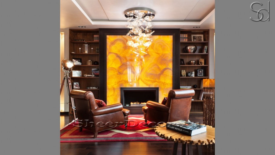 Оникс с подсветкой в гостиной