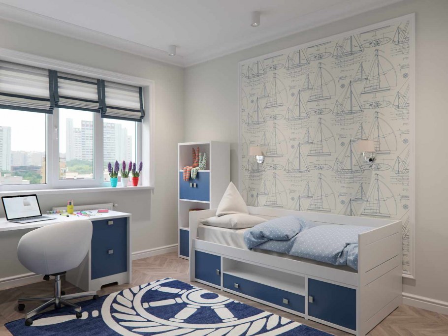 Спальня для мальчика в светлых тонах