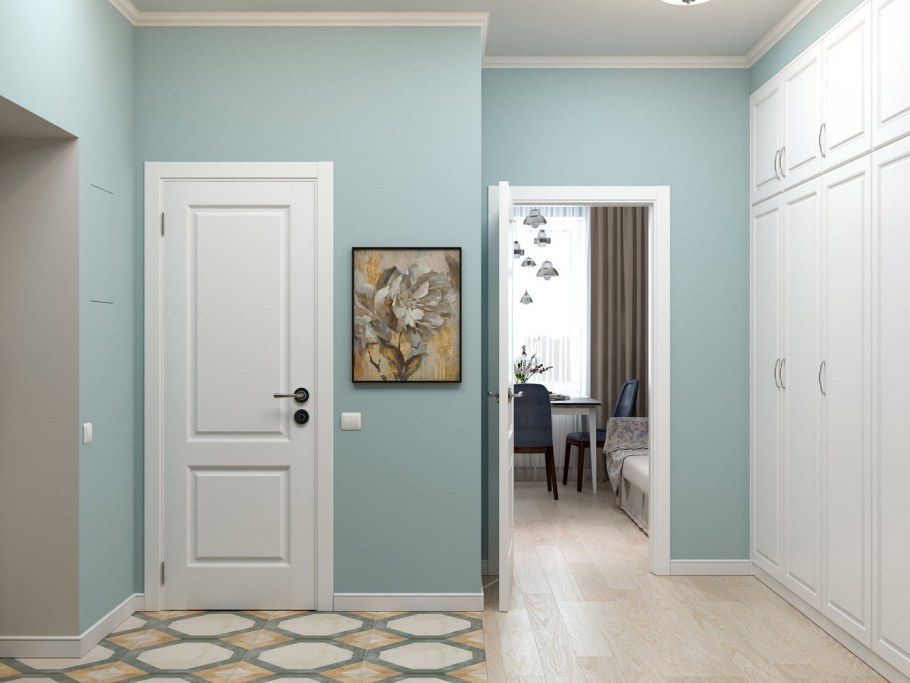 Светлая прихожая холодных тонов