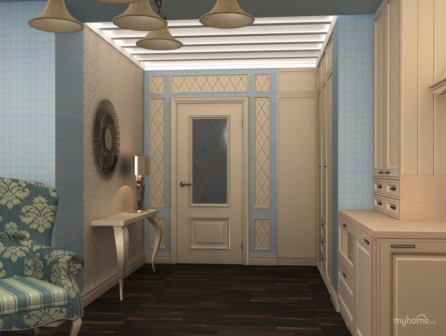 Прихожая в голубых тонах