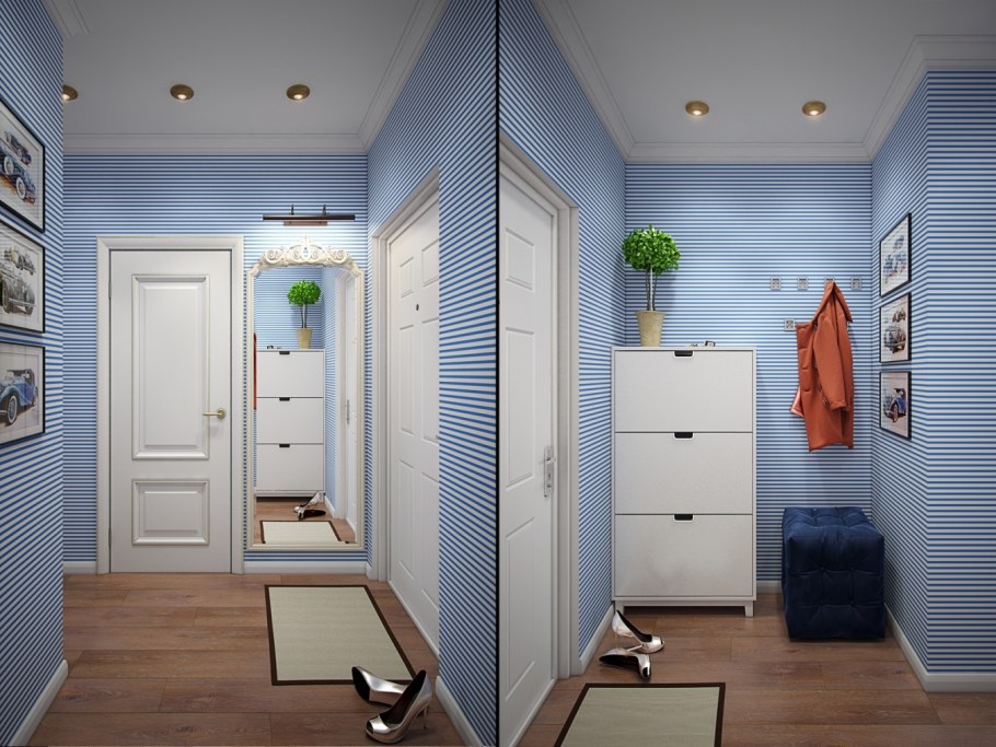 Прихожая в серо голубых тонах