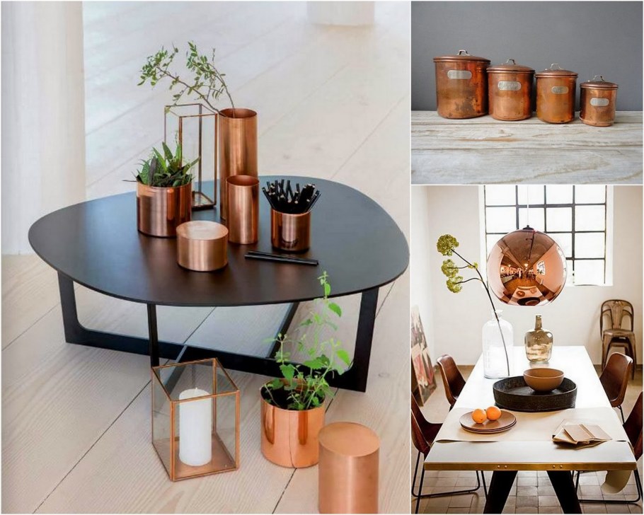 Медный столик в интерьер