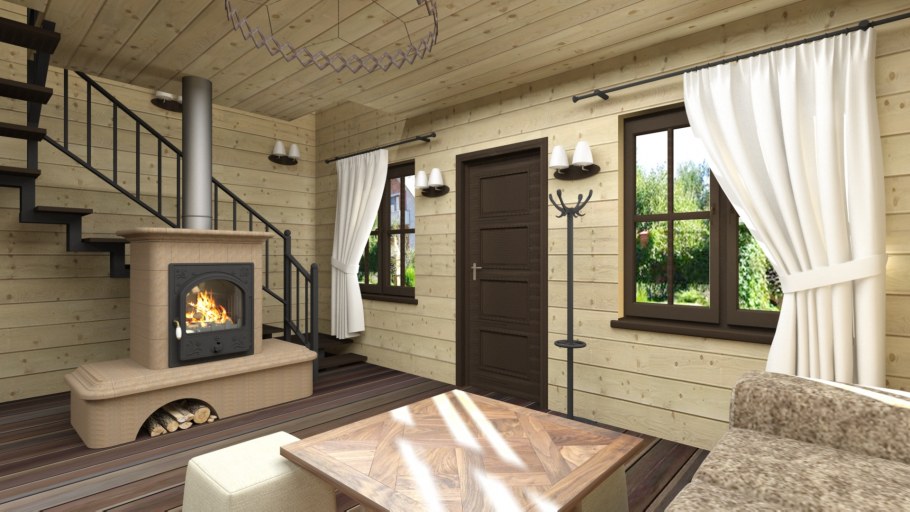 Интерьер гостевого домика с баней