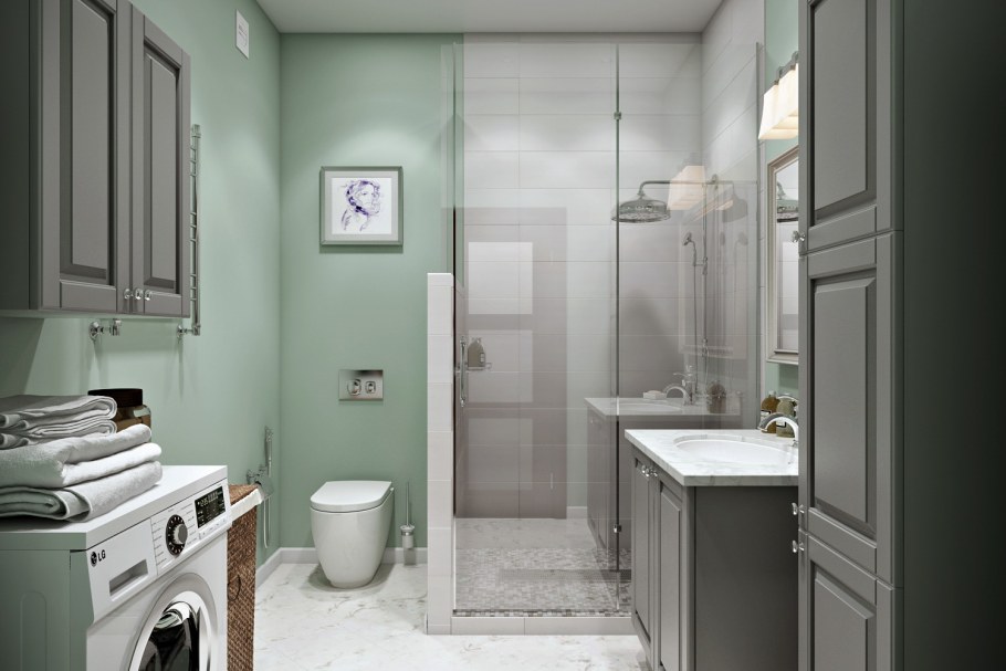 Ванная комната в холодных тонах