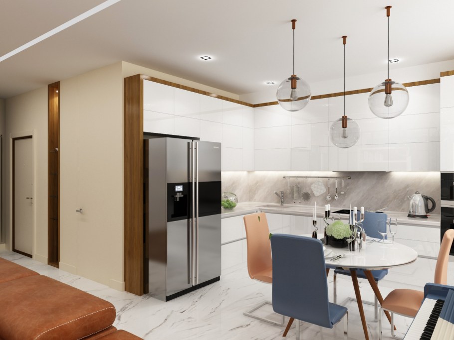 Кухня совмещенная с гостиной в стиле Минимализм